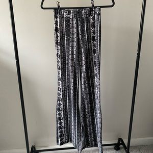 Black and white flared pants